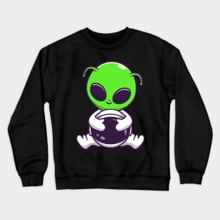 Alien With Spacesuit And Helmet Cartoon Crewneck Sweatshirt